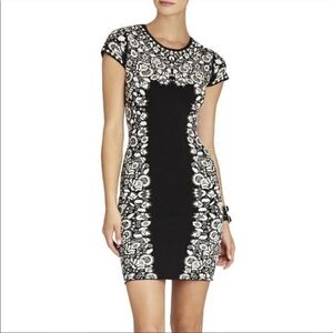 BCBGMaxAzria Black and White Patterned Mini Dress